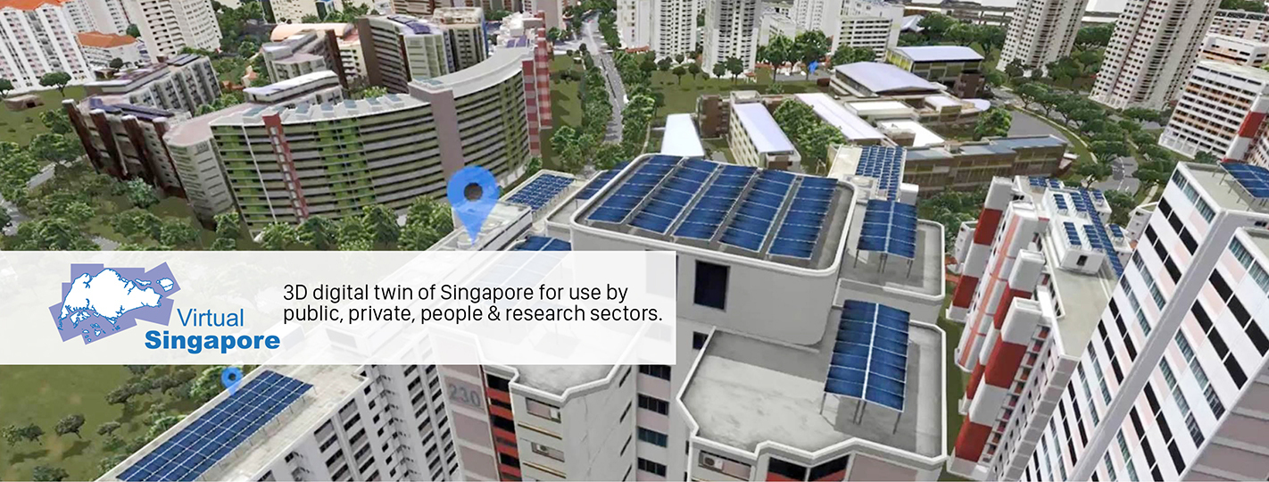 디지털 트윈을 위해 가상으로 구현된 싱가포르 시내 (출처: Singapore Land Authority)